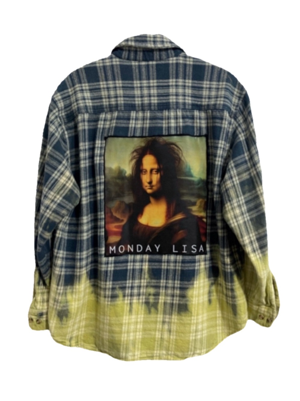 Upcycled “Monday Lisa” Plaid Dip-Dye Heavy Cotton Flannel